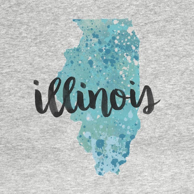 illinois - calligraphy and abstract state outline by randomolive